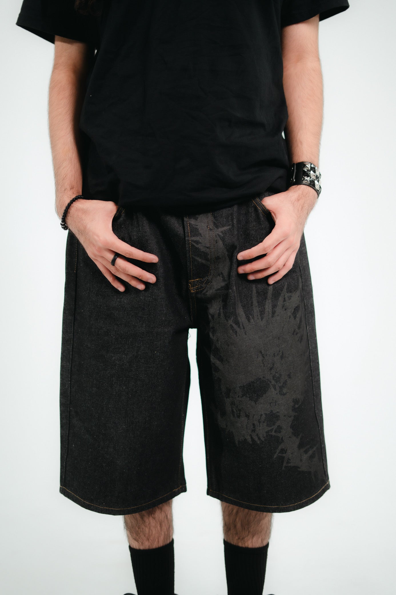 Rock Skull Denim Shorts